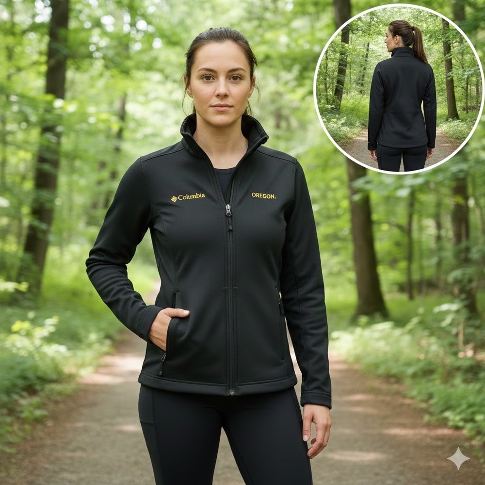 Columbia OREGON Ducks Womens Soft Shell Jacket Black Omni-Shield Size Medium‎